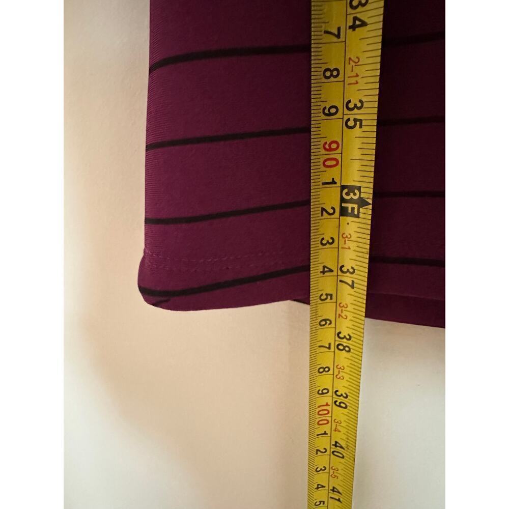 Size 8 Purple Black Floral Striped Scuba Fit Flare Mini Dress Work Knee Length - Picture 11 of 12